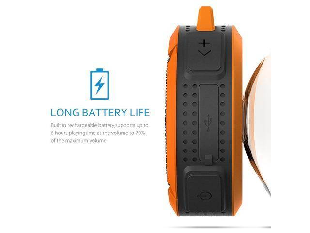 Shower Speaker, Wireless Waterproof Speaker with 5W Driver, Suction Cup, Built-in Mic, Hands-Free Speakerphone---Orange