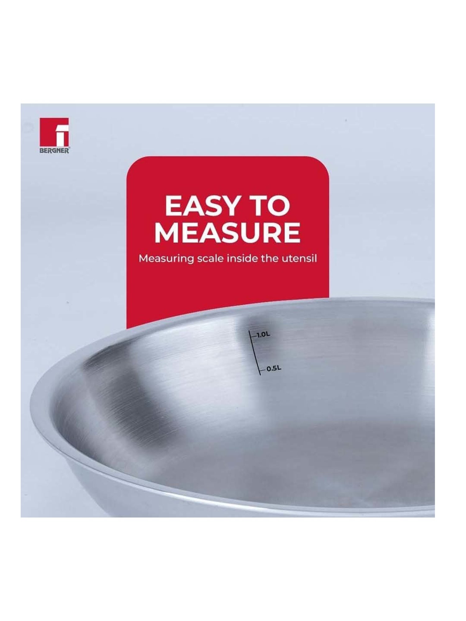 Bergner Tripro Silver Stainless Steel 22 cm Induction Friendly Triply Frypan & Skillet (1.1 L)