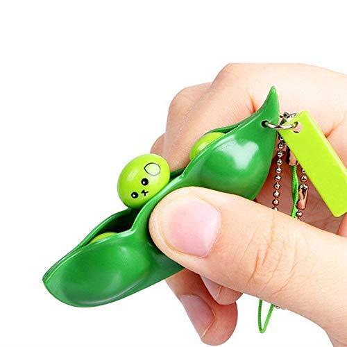 Anpole Fidget Bean Toy,5 Pack Squeeze-a-Bean Puchi Puti Mugen Edamame Keychain Keyring Extrusion Bean Pea Soybean Stress Relieving Chain Toys (5 pcs)