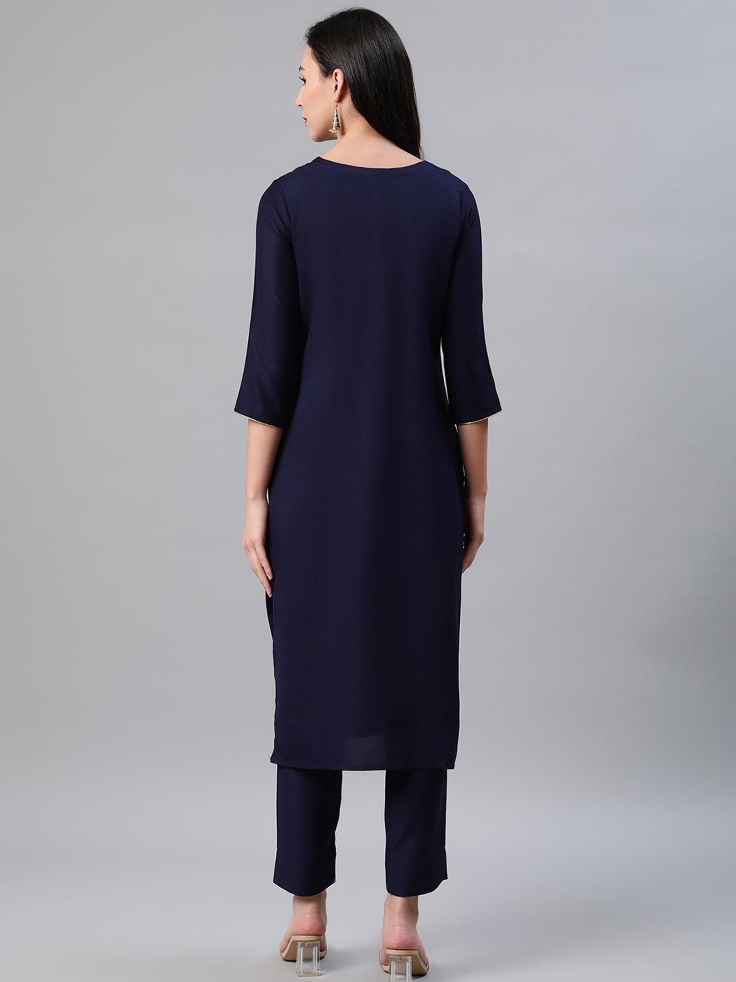 Ziyaa Blue Printed Kurta Pant Set