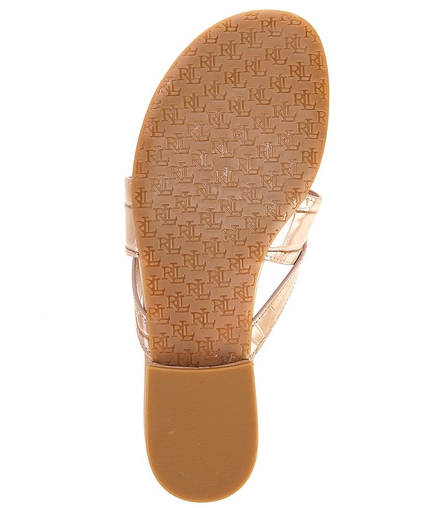 Lauren Ralph Lauren Rosalind Croco Embossed Leather Sandals