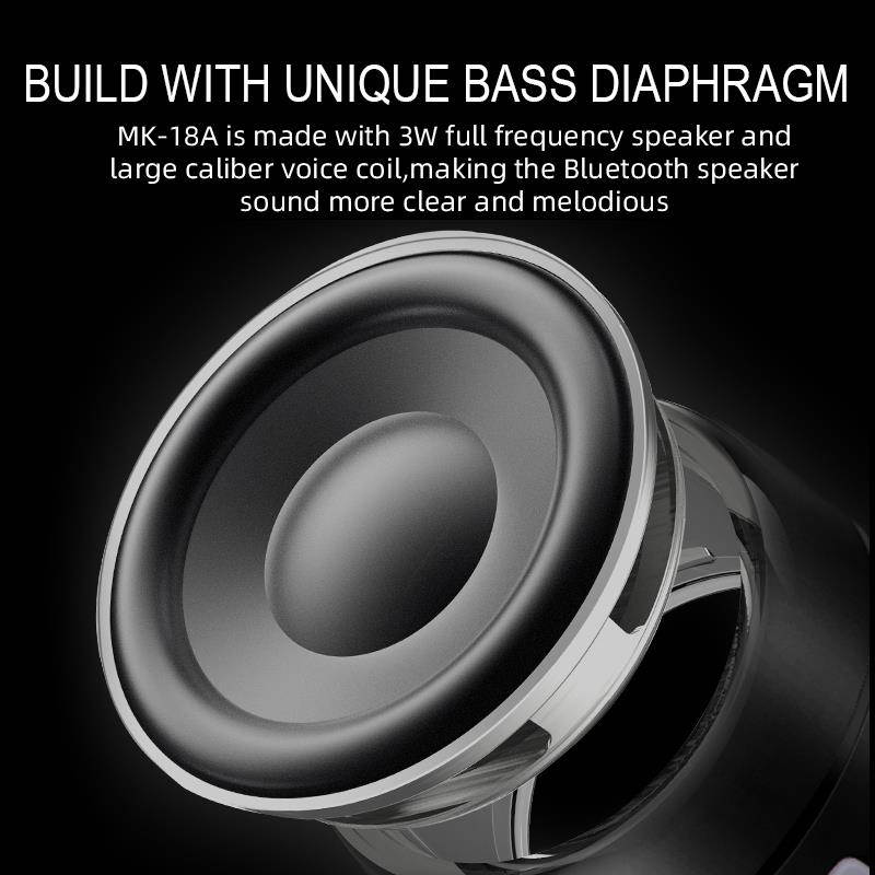 FineBlue MK-18 Mini Speaker Metal Bluetooth Speaker Mega Bass Ture Wireless Stereo Music Portable Loudspeaker Waterpoof (Black)