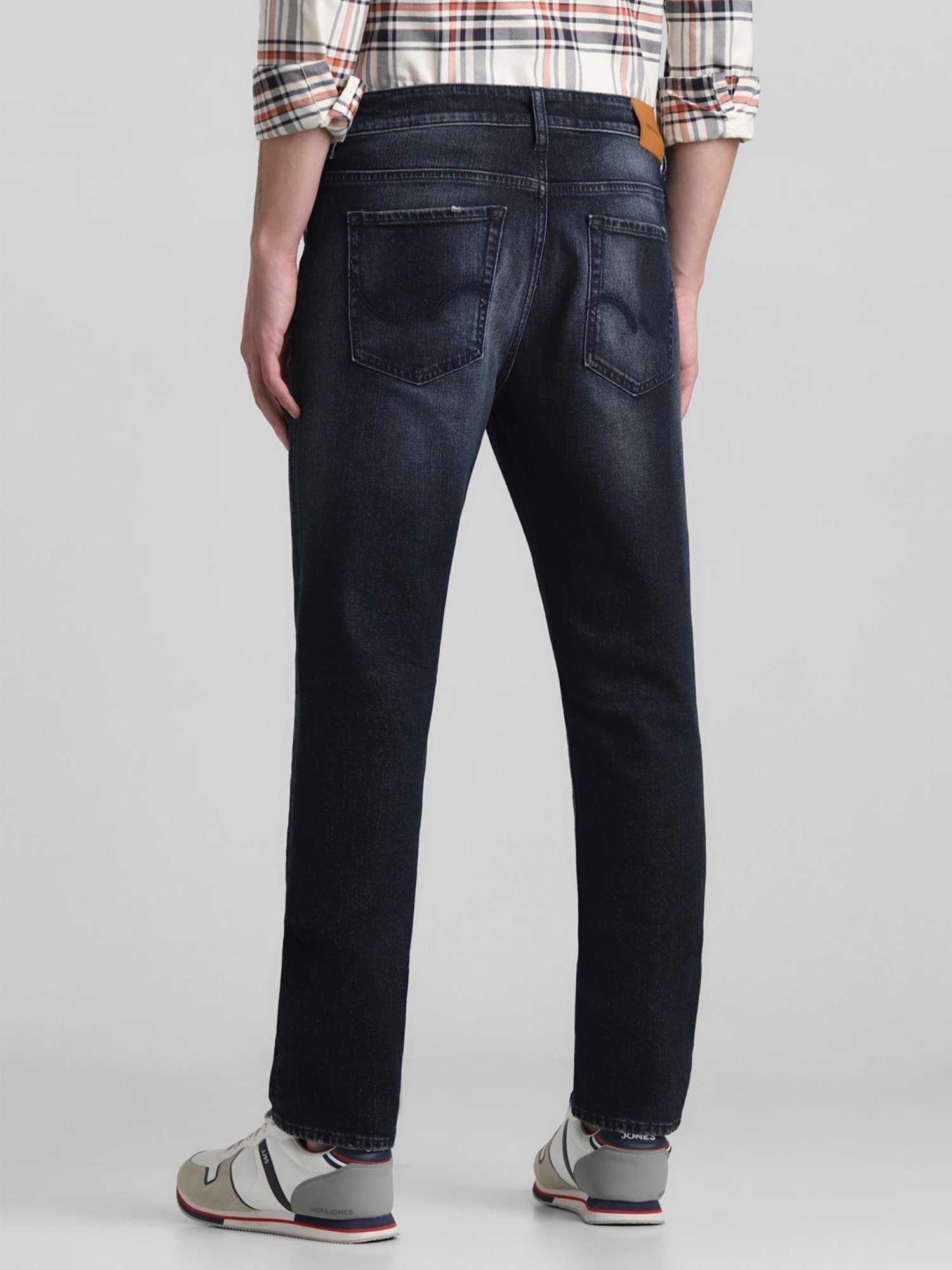 Jack & Jones Dark Blue Denim Cotton Regular Fit Distressed Jeans
