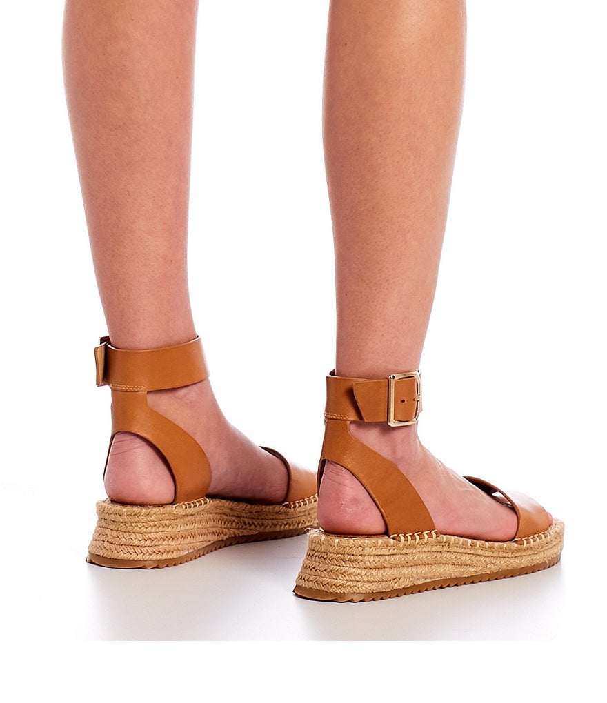 Antonio Melani Fosterr Leather Ankle Strap Espadrille Wedges