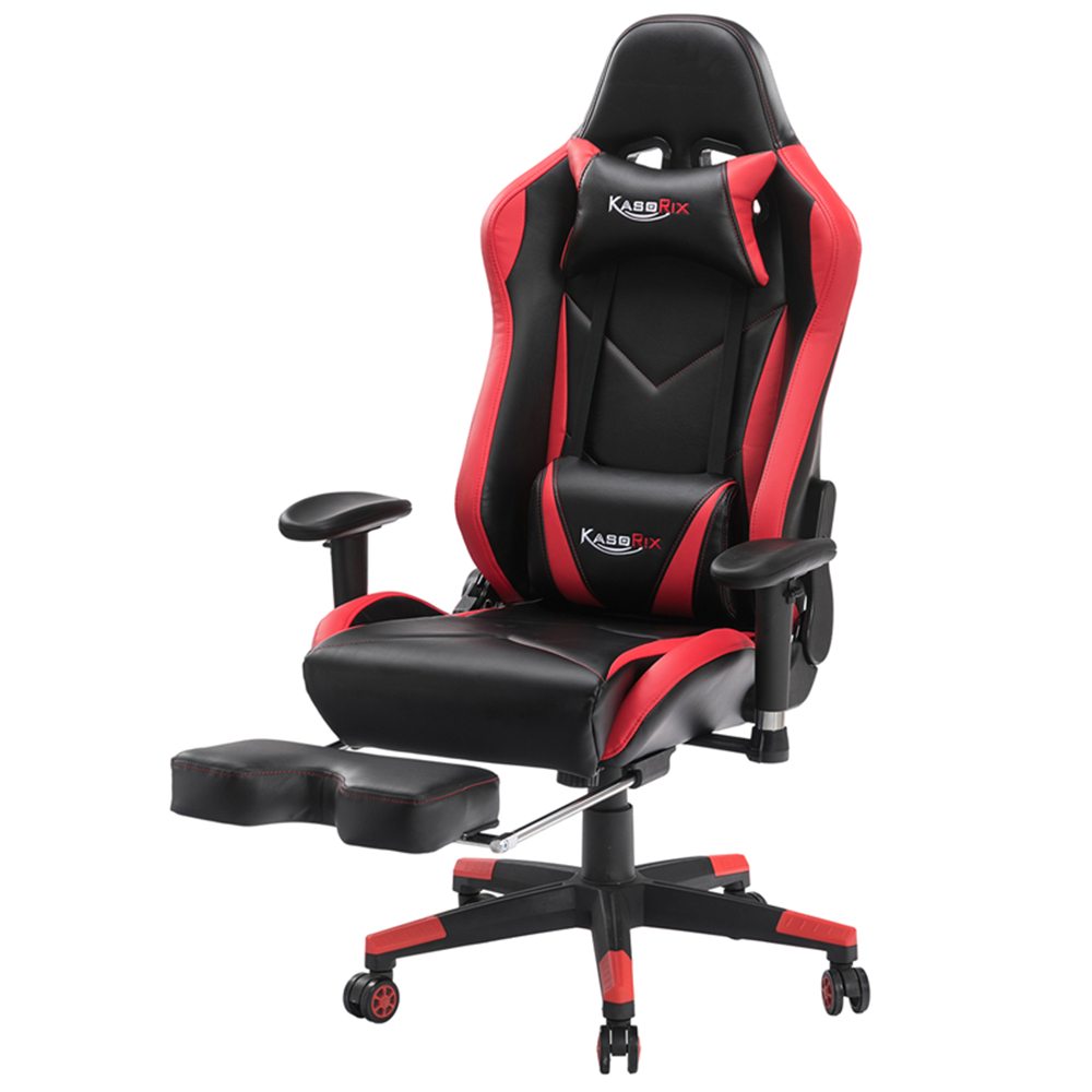 Kasorix Gaming Chair Racing Style Computer Chair with Footrest PU Leather Adjustable Gamer Chair with Headrest and Lumbar Support