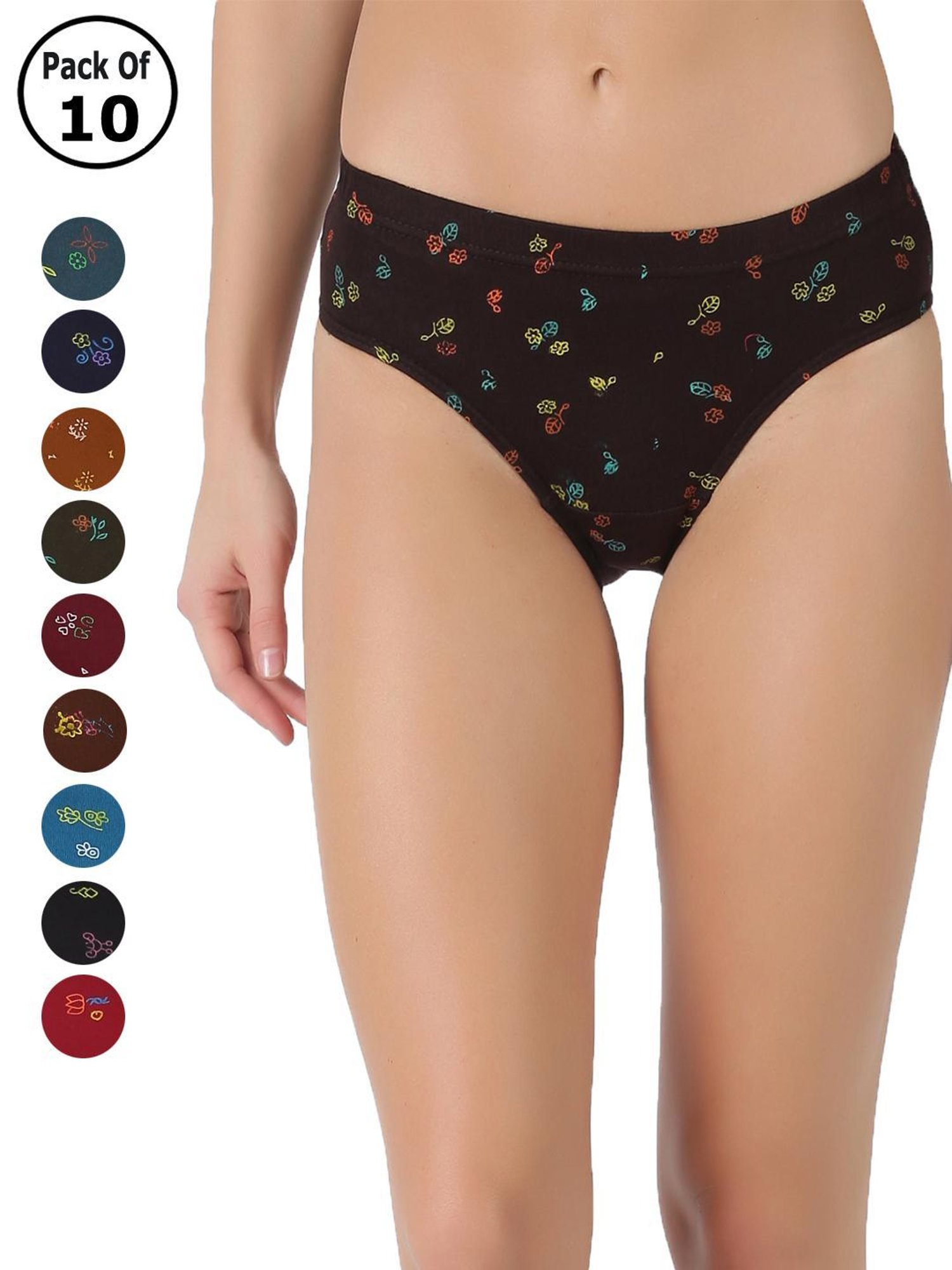 Dollar Missy Multicolor Printed Panty (Pack of 10)