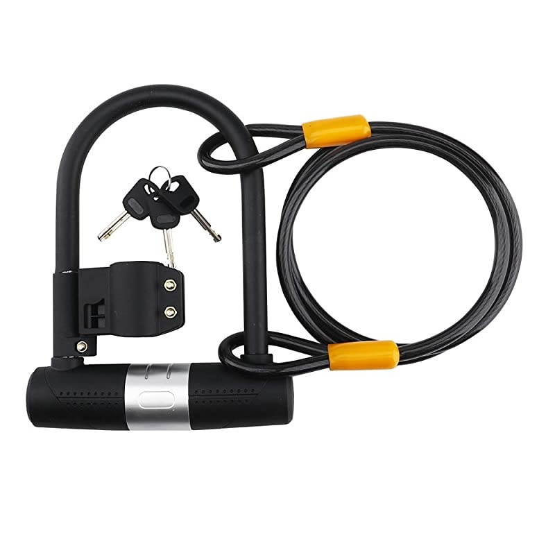 U Lock BikeHeavy Duty Bicycle ULock16mm Shackle and 1200mm Strong Cable with Mounting BracketAntiTheft Bike Safety Tool