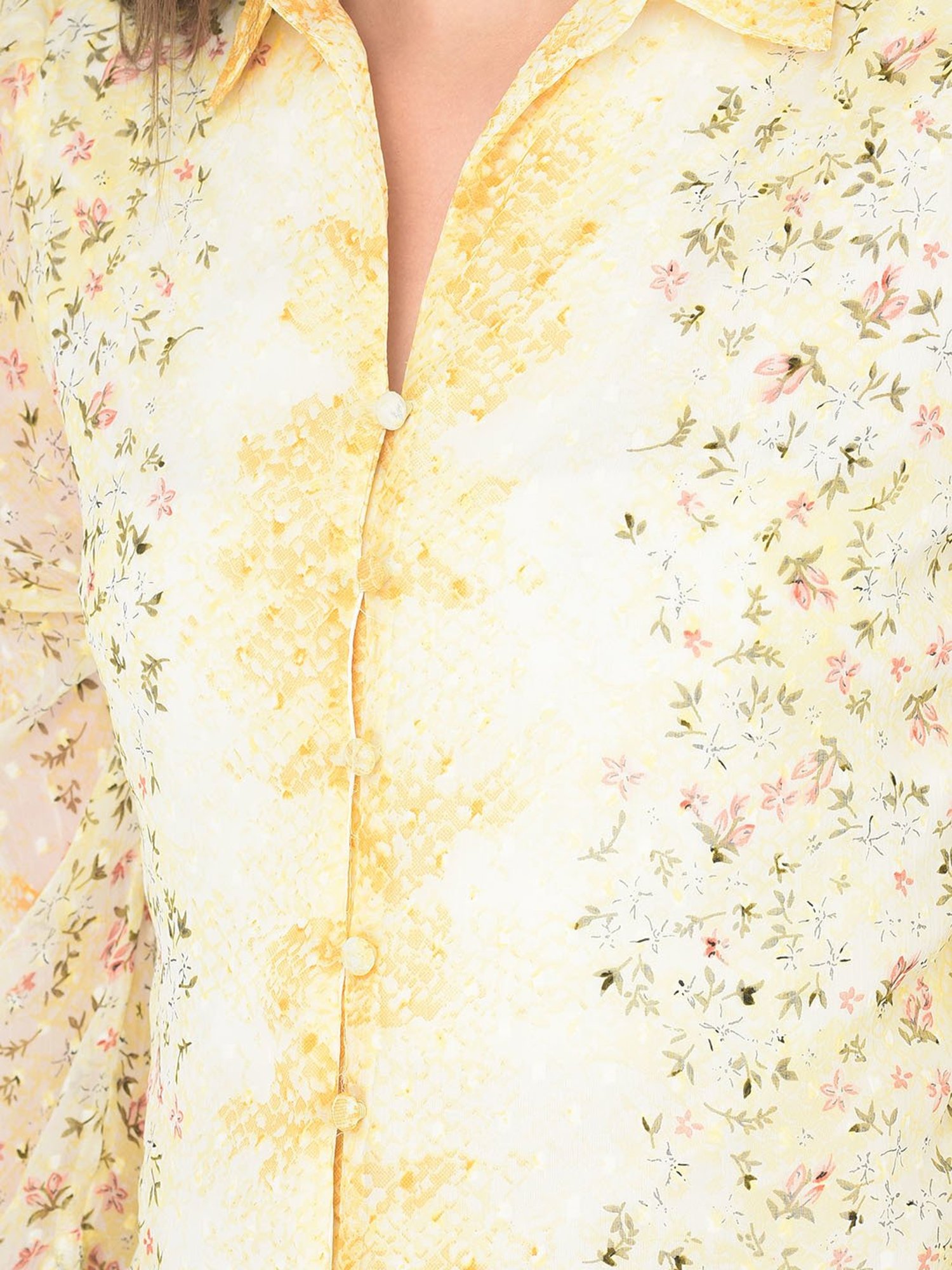 Latin Quarters Yellow & White Printed Top