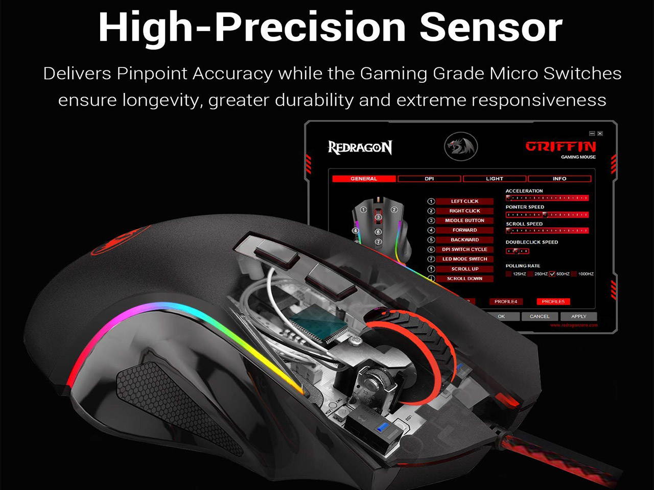 Updated Gaming Mouse with 7 Programmable Buttons, Chroma RGB Backlight Gaming mice, 6400 Adjustable DPI, Ergonomic USB Computer Mouse, High Precision Sensor for Windows PC & Laptop Gamers