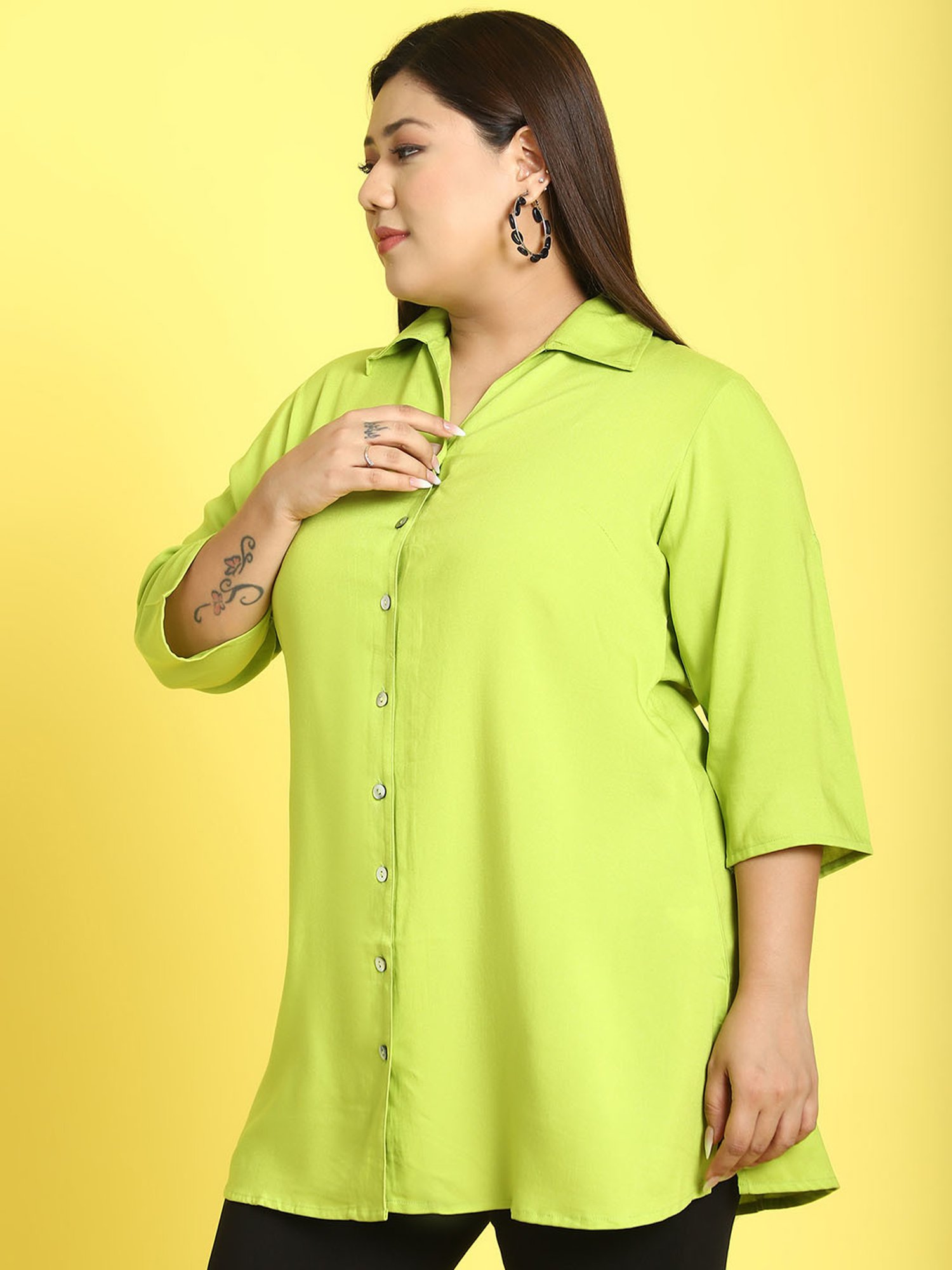theRebelinme Green Solid Shirt