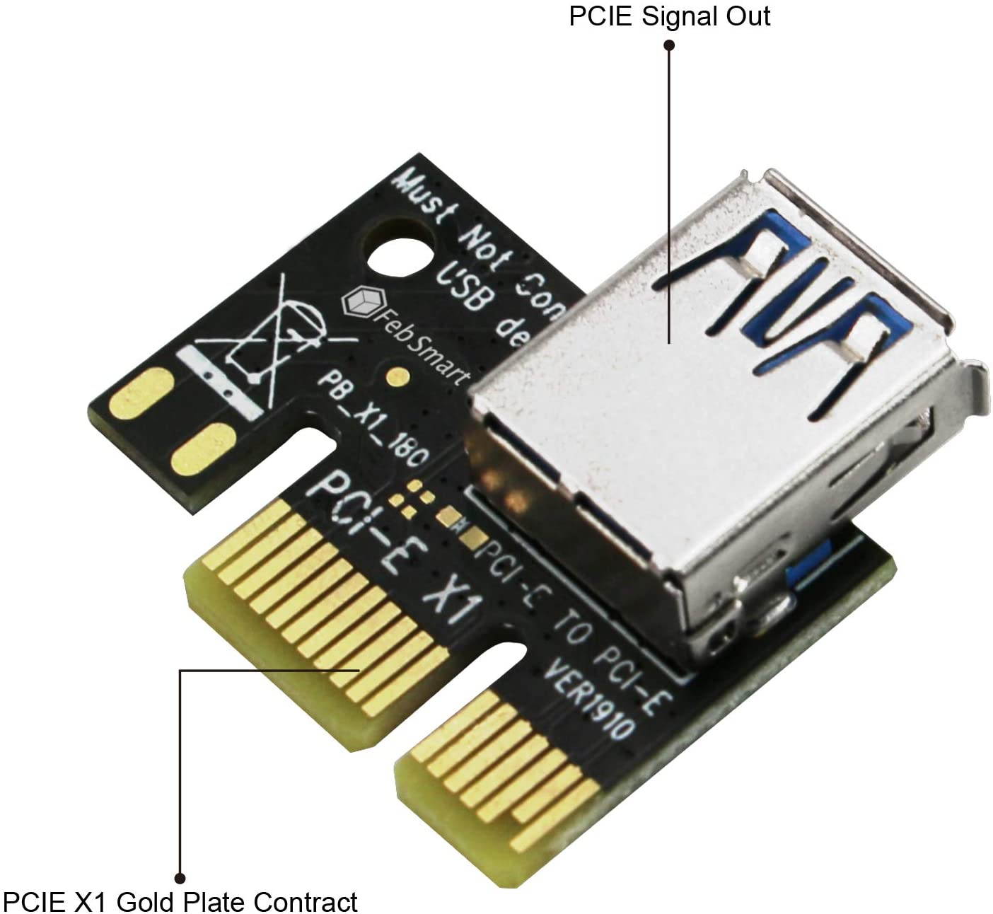 PCI-E Riser for Bitcoin Litecoin ETH Coin Mining 6 PIN Powered PCIE Extension Cable GPU Riser Ethereum Mining ETH GPU Extension Cable PCIEX1 to PCIE X16 Extender V006C GPU Riser(6 PCS)