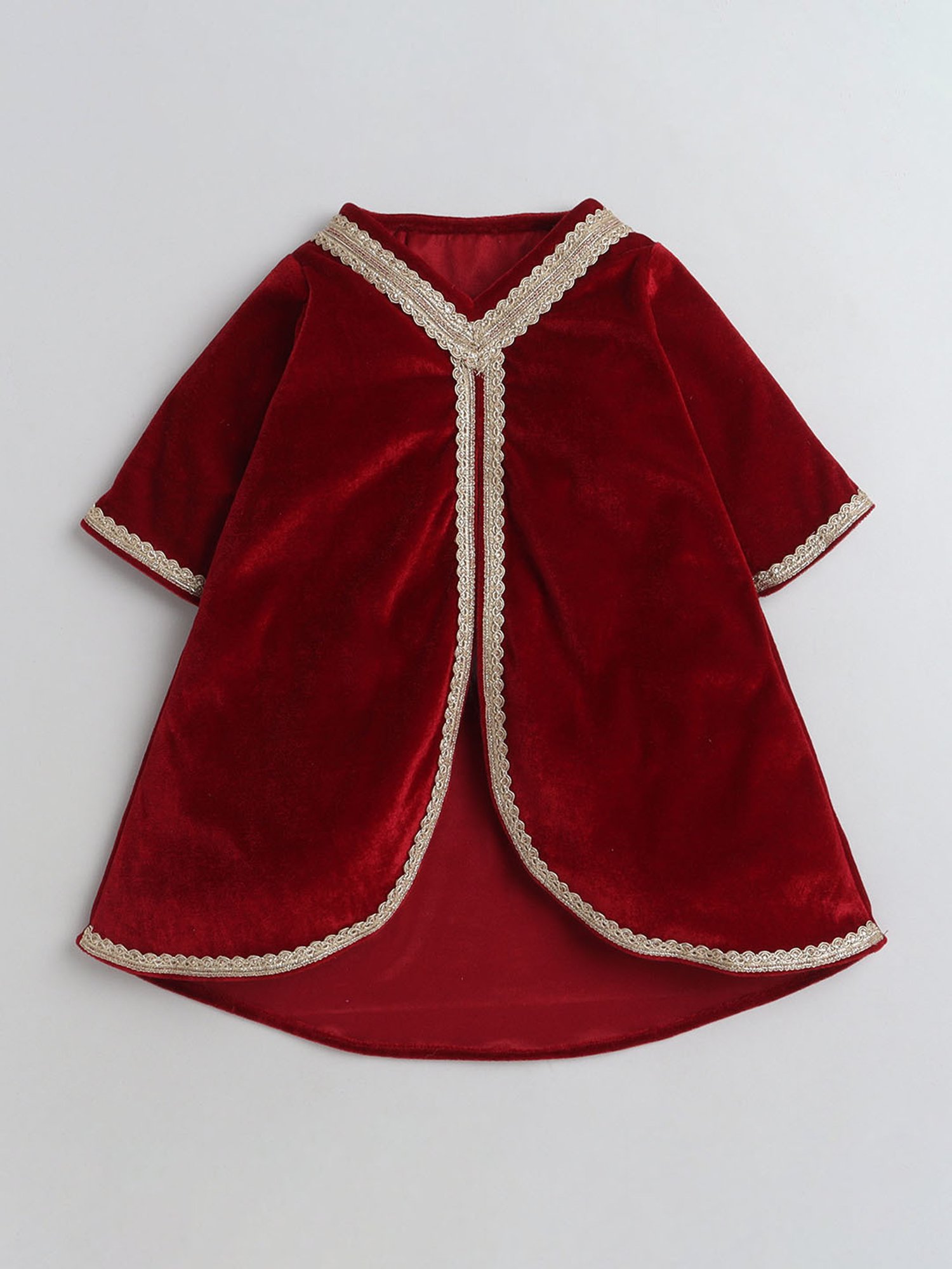 Many Frocks Kids Maroon Solid Kurti with Pyjamas