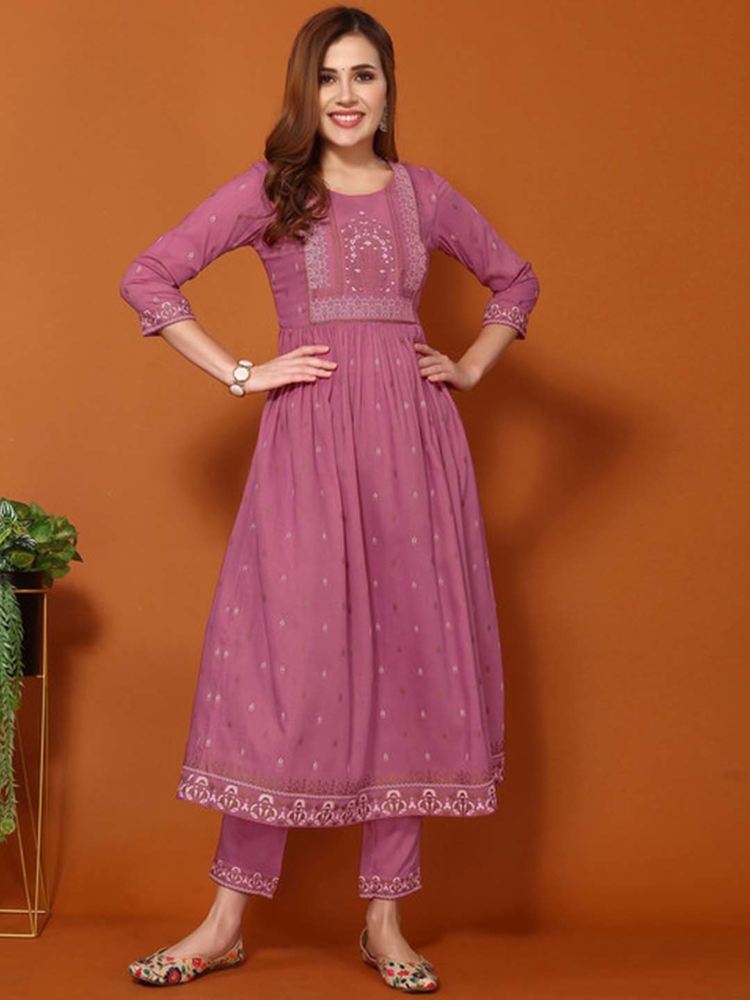 Skylee Pink Printed Kurta Pant Set With Dupatta