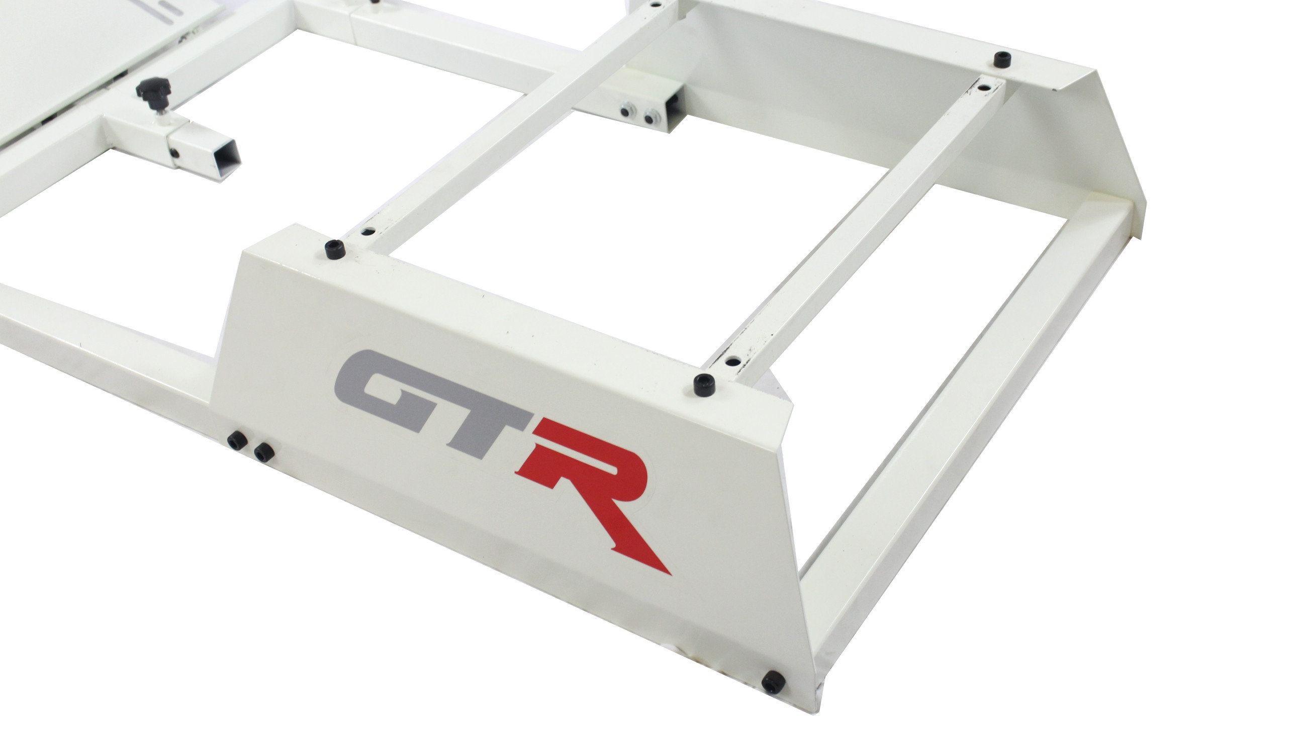 GTR Simulator GTAF-WHT-S105LBK - GTA-F Model (White) Triple or Single Monitor Stand with Black Adjustable Leatherette Seat, Racing Simulator Cockpit Gaming Chair Single Monitor Stand