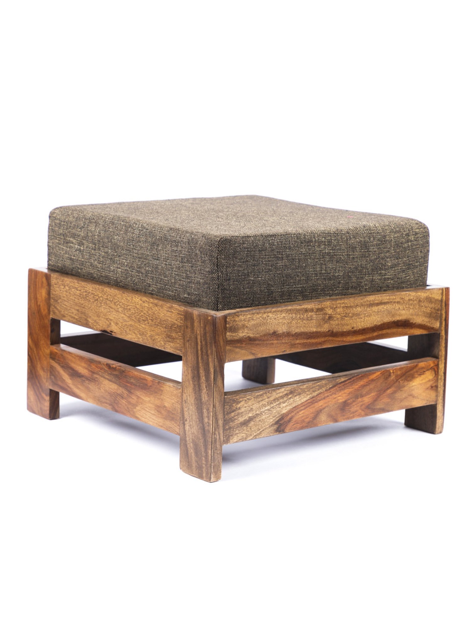 Ikiriya Amber Brown Wood Foot Stool Teak Finish