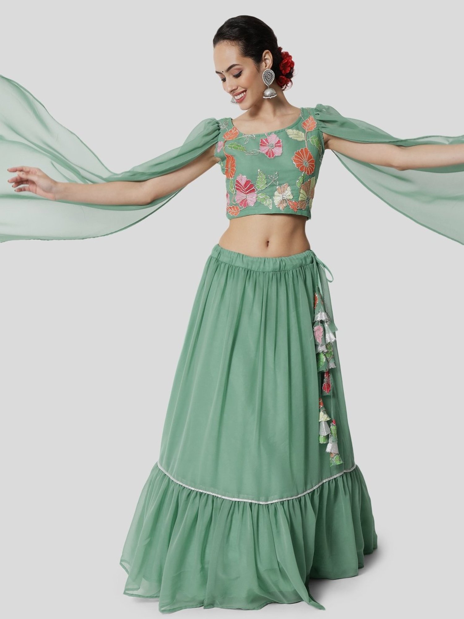 studiorasa Sea Green Embroidered Choli