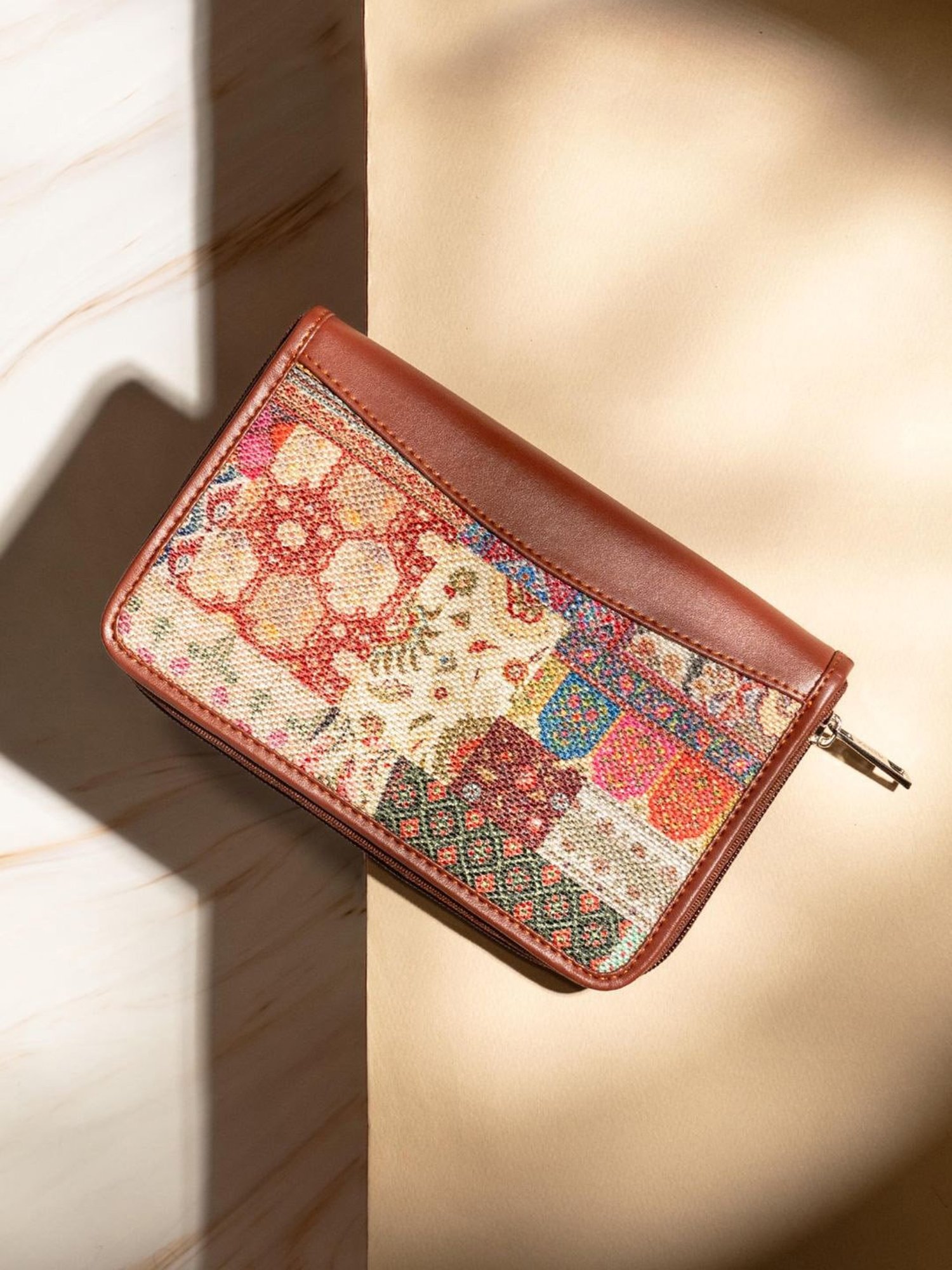 ZOUK Kutch Gamthi Multicolor Printed Zip Around Wallet for Women