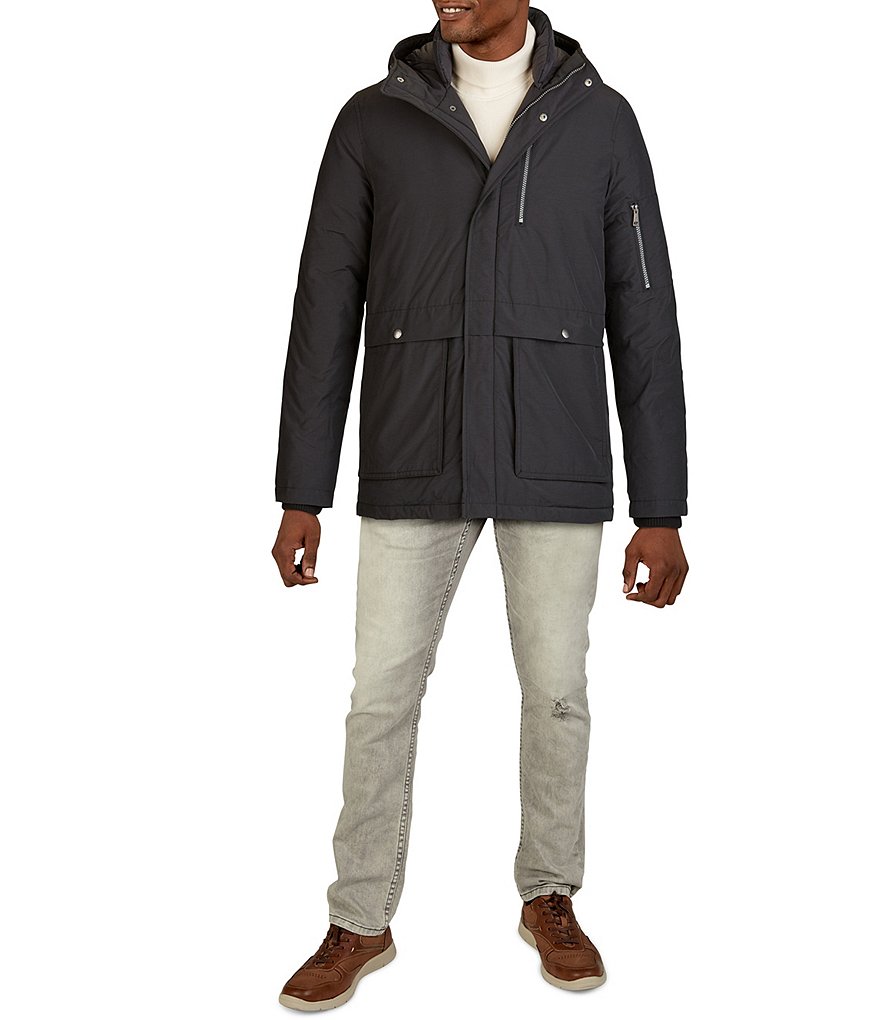 Cole Haan Hooded Zip Front Flap Pocket Parka