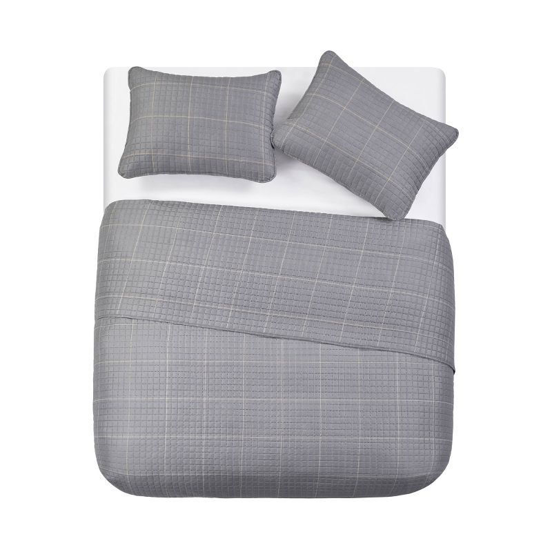 Queen 3pc Grid Quilt Set - Jade + Oake