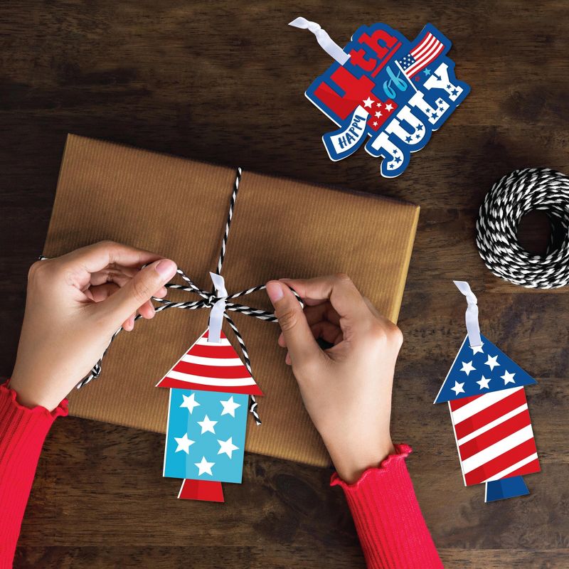 Big Dot of Happiness Firecracker 4th of July - Red, White and Royal Blue Decorations - Tree Ornaments - Set of 12