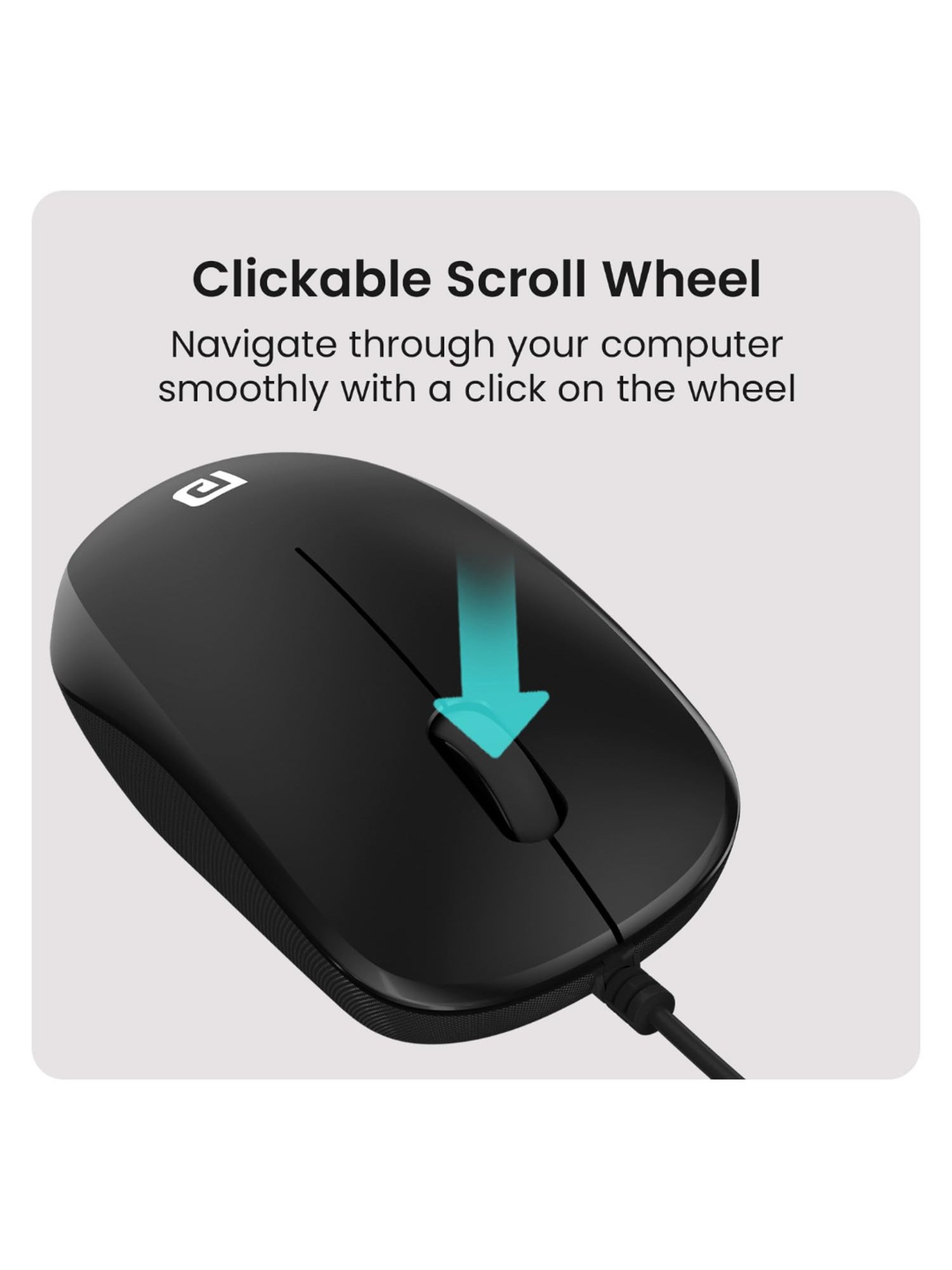 Portronics Toad 102 Wired Mouse with 3 Buttons & Clickable Scroll Wheel & 1.5m Long Cable (Black)