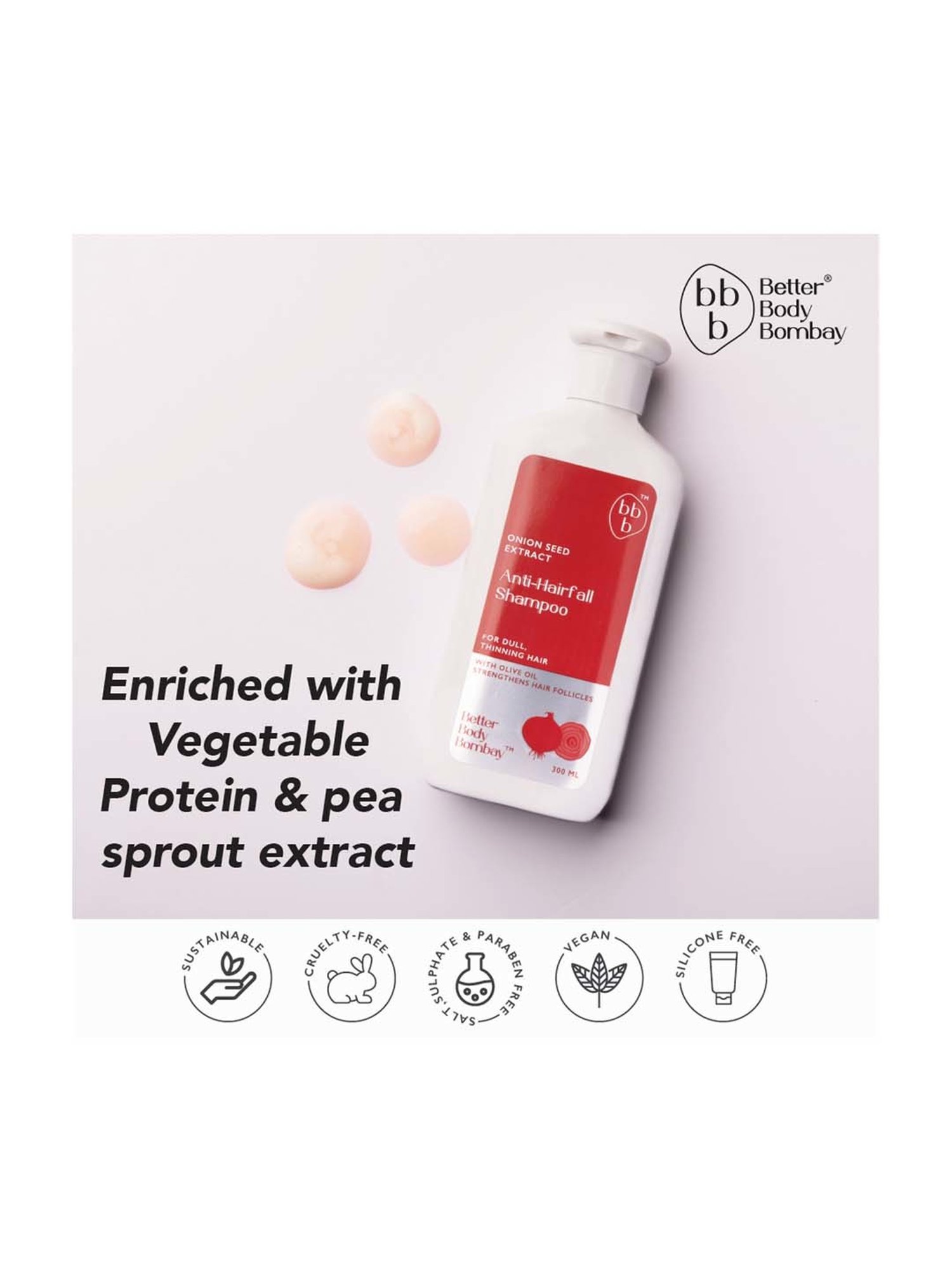 bbb Better Body Bombay Onion Seed Extract Anti-Hairfall Shampoo - 300 ml