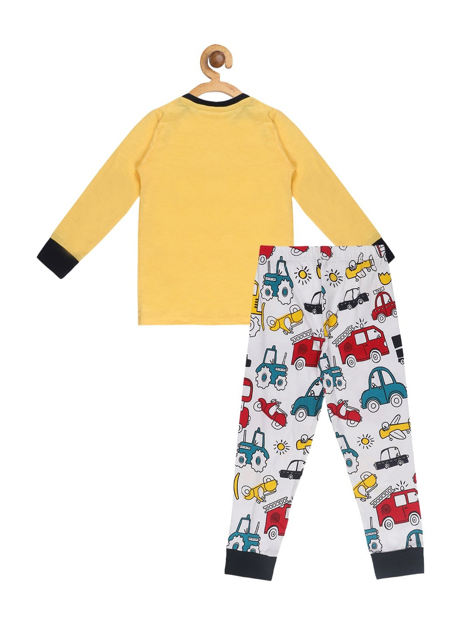 Lazy Shark Girls Yellow & White Printed Top with Pants