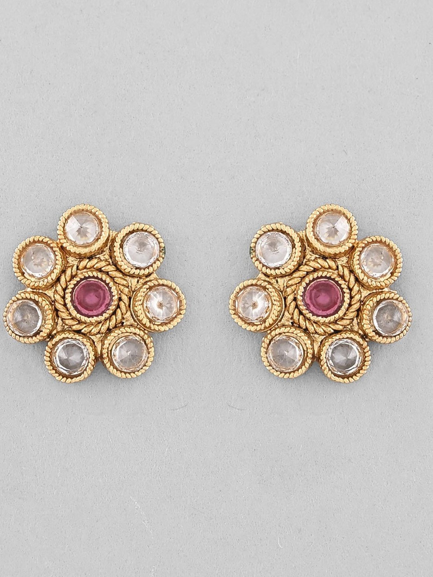 VOJ Gold Plated Designer Handcrafted Necklace with Earrings for Women