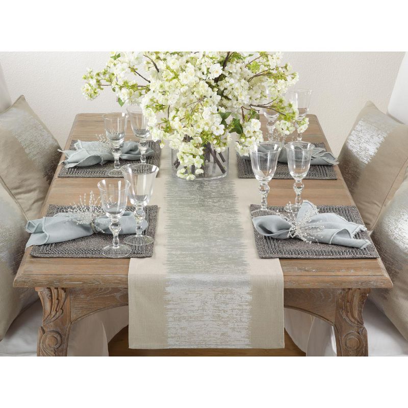 Saro Lifestyle Metallic Banded Design Runner, 16"x72", Silver