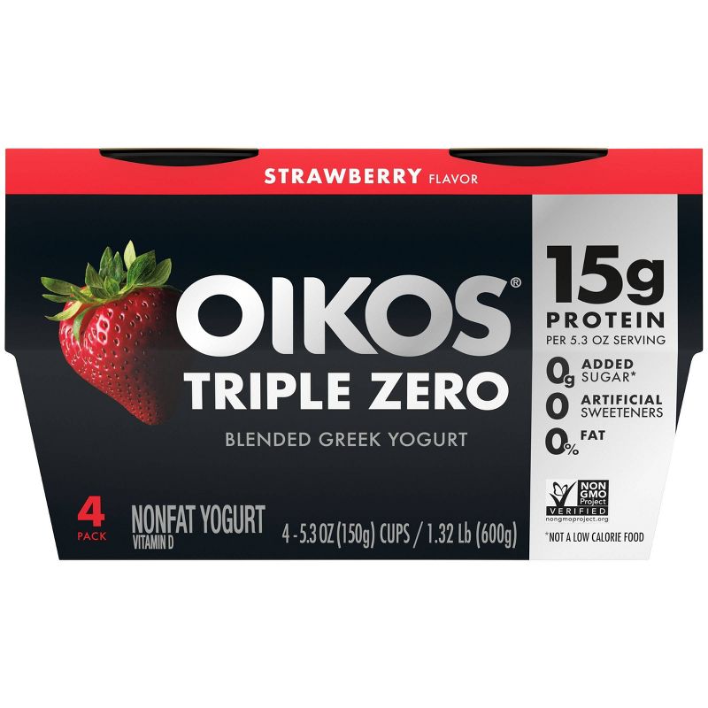 Dannon Oikos Triple Zero Greek Strawberry Yogurt - 21.2oz/4ct