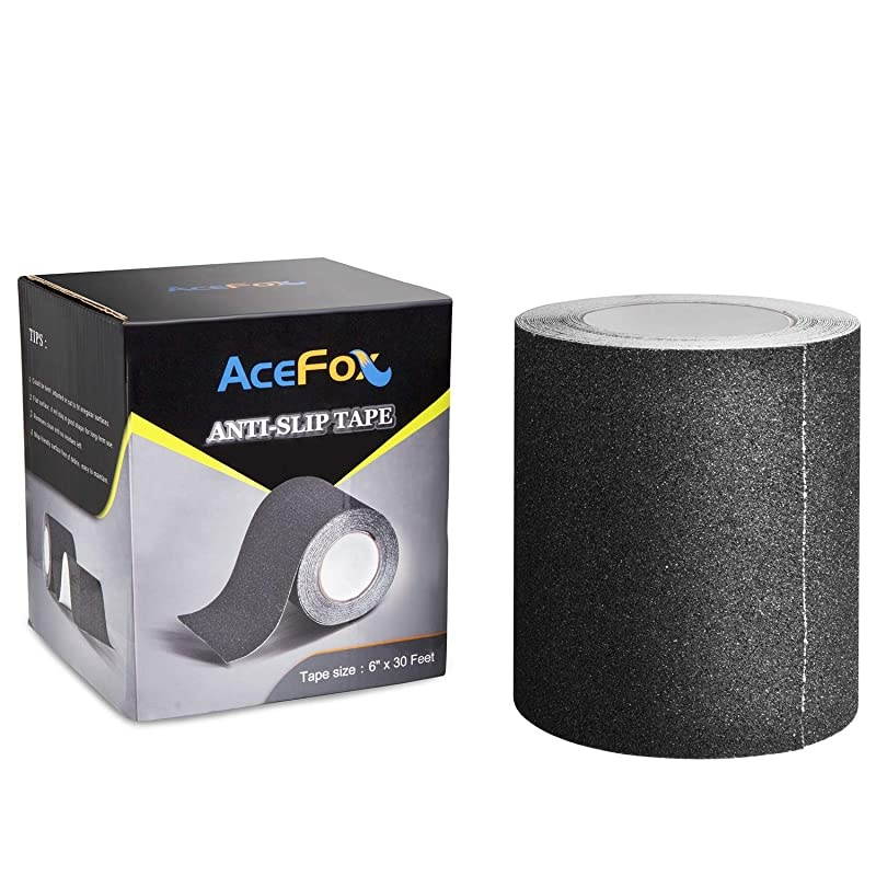 Slip Traction Tape 6quot &times; 30 Feet Longer and Wider 80 Grit Best Grip and Friction Safe Tread Step Strong Abrasive Adhesive for Stairs Indoor Outdoor Black