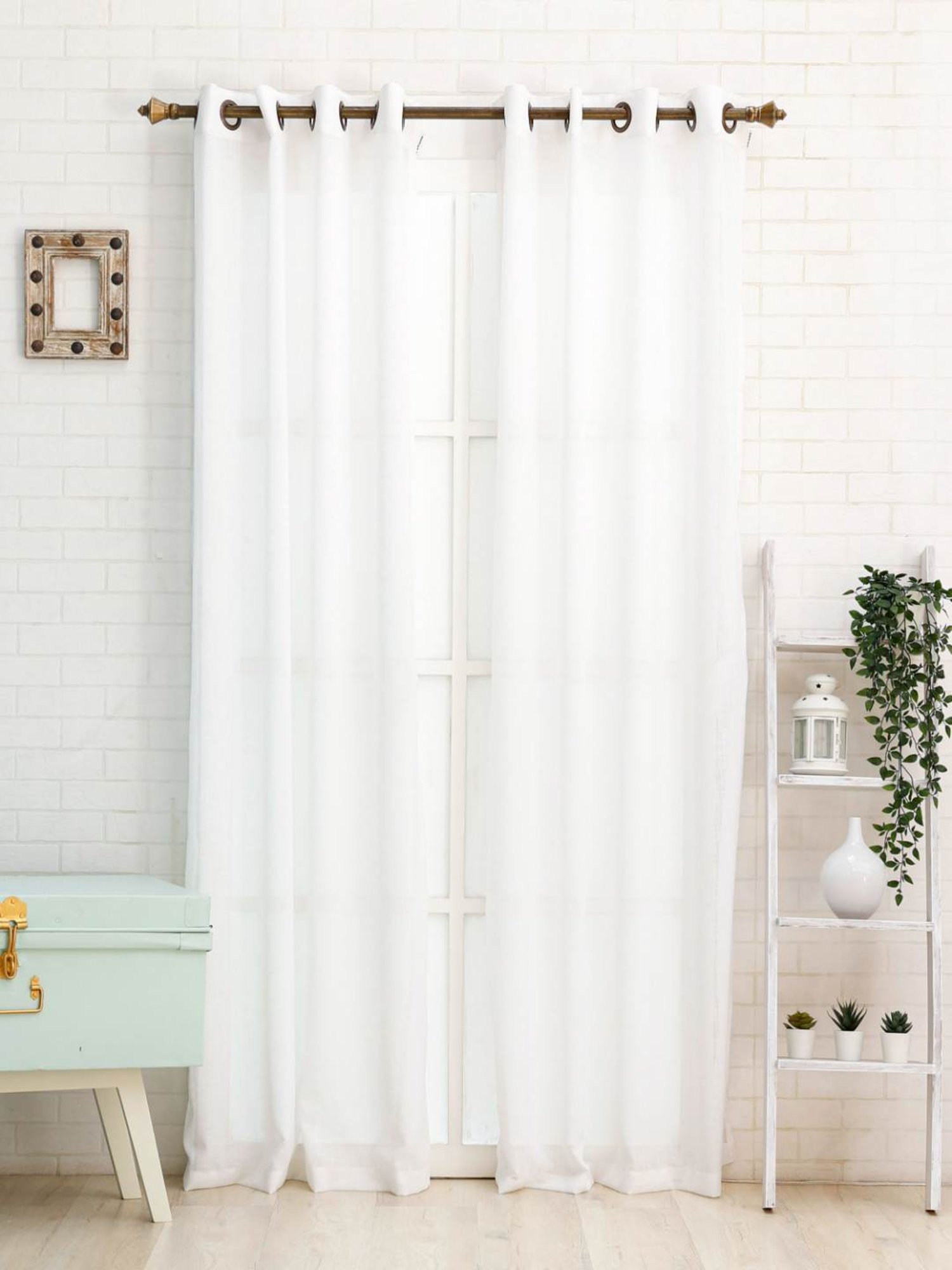 Ariana White Polyester 5 ft Window Curtain