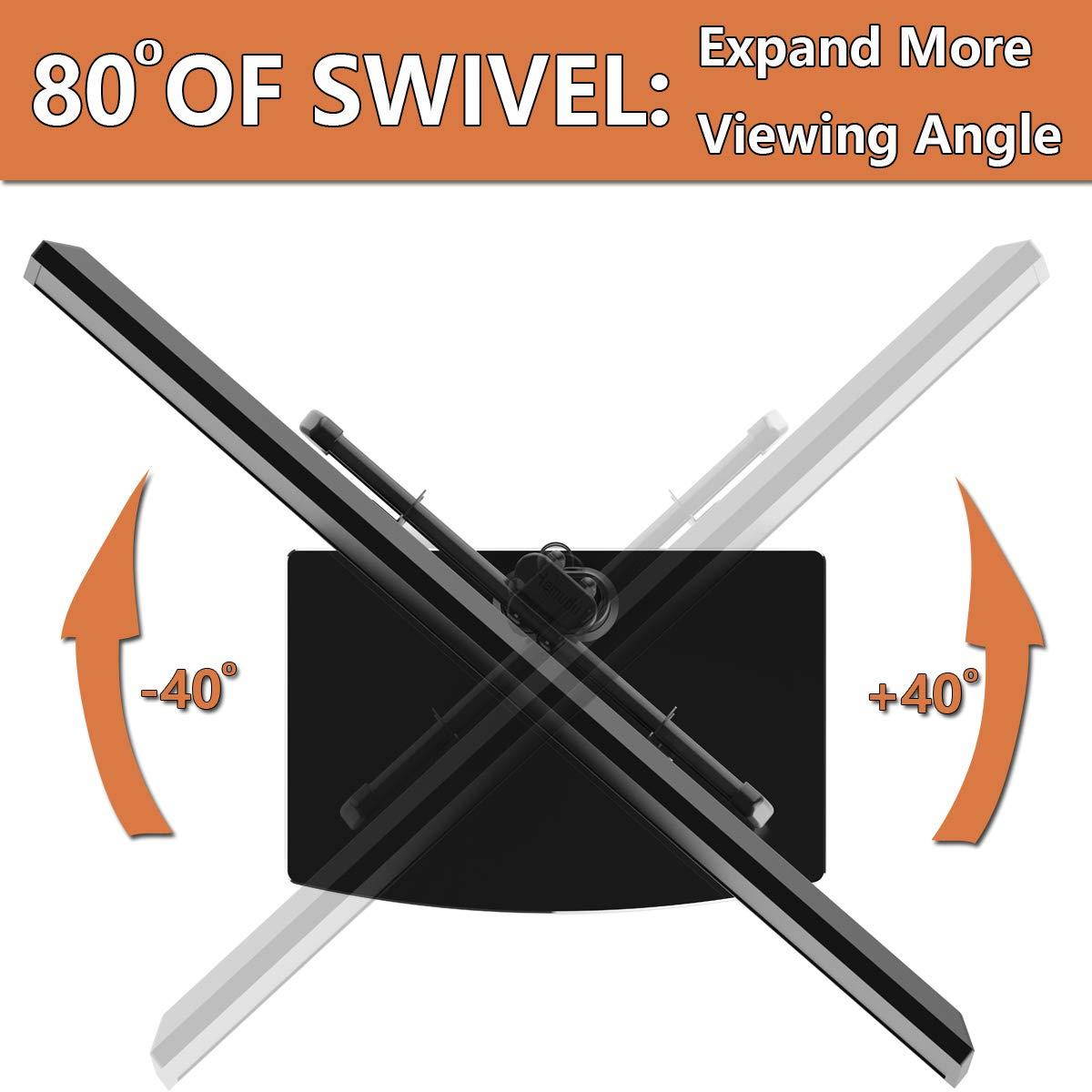 Universal Swivel TV Stand/Base Table Top TV Stand 27 to 55 inch TVs 80 Degree Swivel, 4 Level Height Adjustable, Heavy Duty Tempered Glass Base, Holds up to 99lbs Screens, HT04B-001