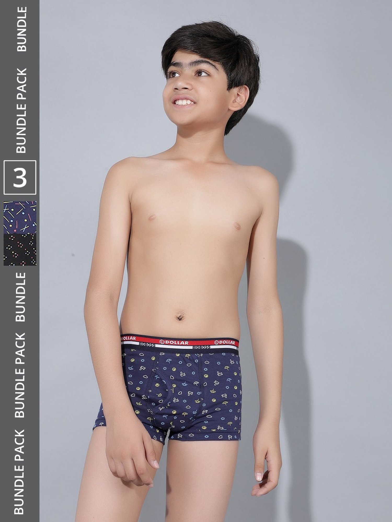 Frenchie Kids Pink & Grey Solid Briefs (Pack Of 2)