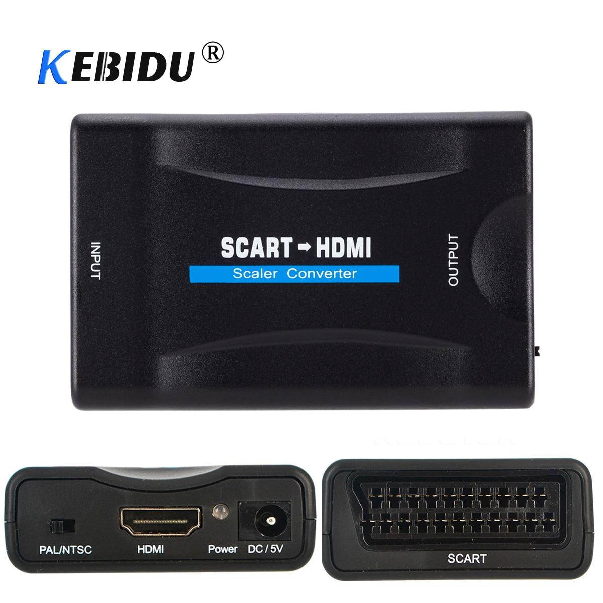 KEBIDU SCART To HDMI 1080P Video Audio Upscale Converter HDMI To Scart Adapter For Sky Box STB  With Cable For HD TV DVD