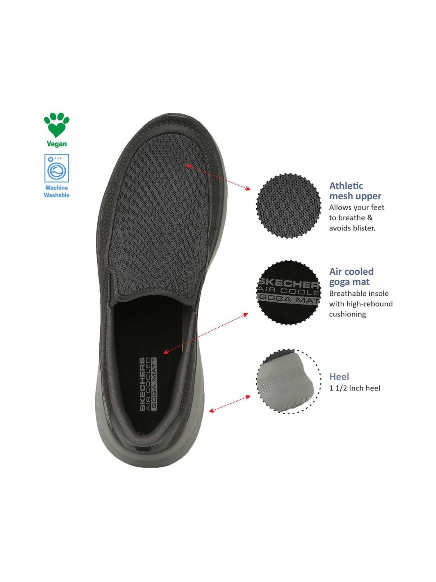 Skechers Men's GO WALK 6 - ORVA Charcoal Walking Shoes