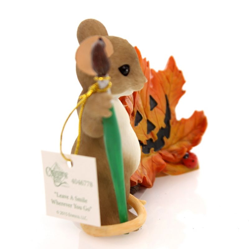 Charming Tails Leave A Smile Wherever Your Go Halloween Pumpkin Leaf  -  Decorative Figurines