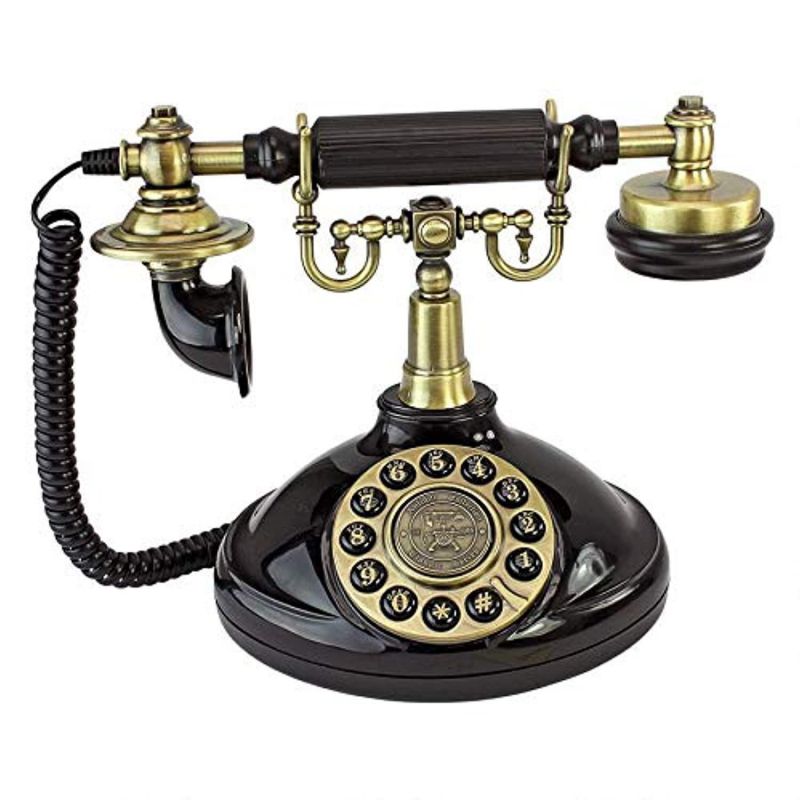 design toscano antique brittany neophone 1929 rotary corded retro phone - vintage decorative telephones, black