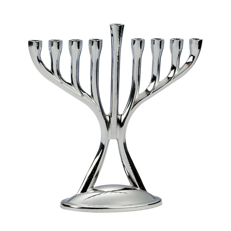 Rite Lite 4.75" Chrome Finished Mini Hanukkah Menorah - Silver