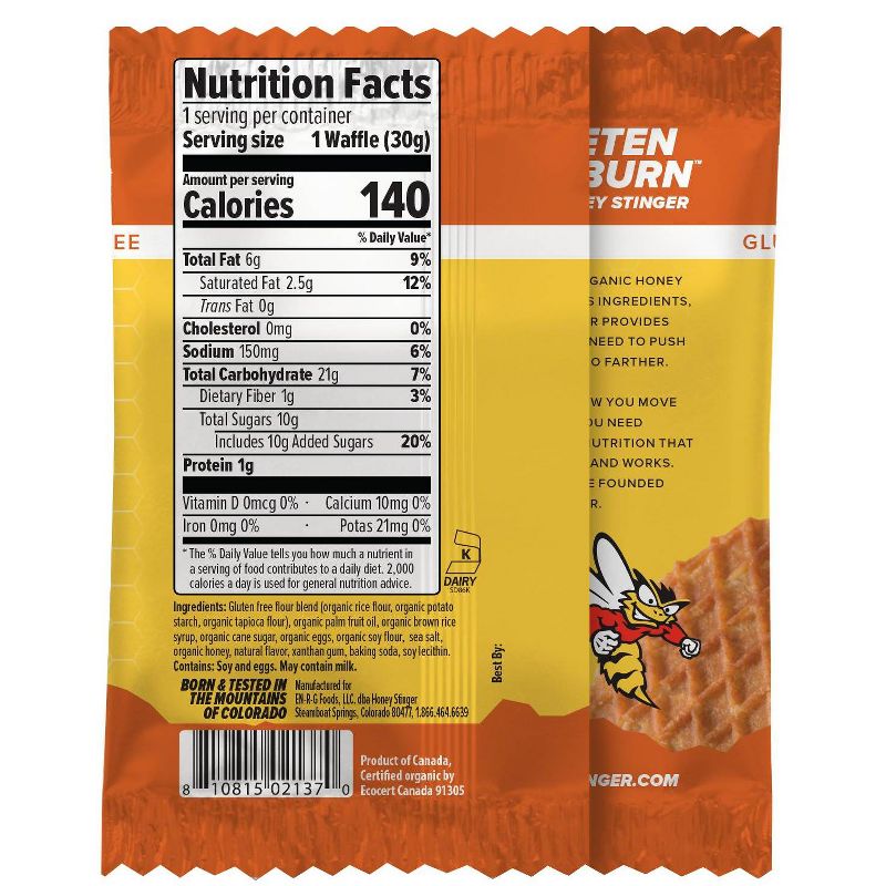 Honey Stinger Gluten Free Salted Carmel Waffle Nutrition Bars
