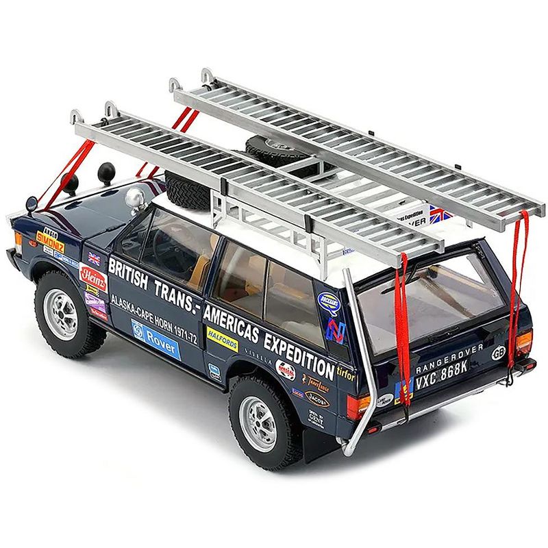 Land Rover Range Rover Dark Blue w/Roof Rack & Accessories "The British Trans-Americas Expedition" 1/18 Diecast Car Almost Real