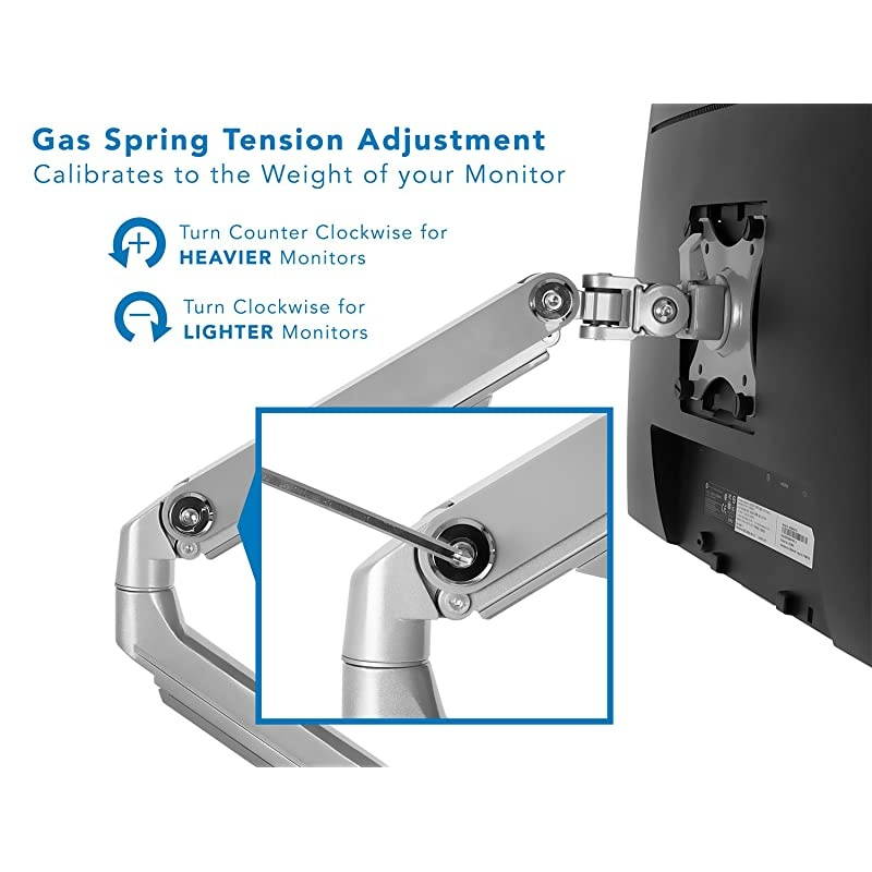 Single Monitor Arm Mount | Desk Stand | Full Motion Height Adjustable Articulating Mechanical Spring Arm | Fits 24 27 29 30 32 Inch VESA Compatible Computer Screen | CClamp and Grommet Base