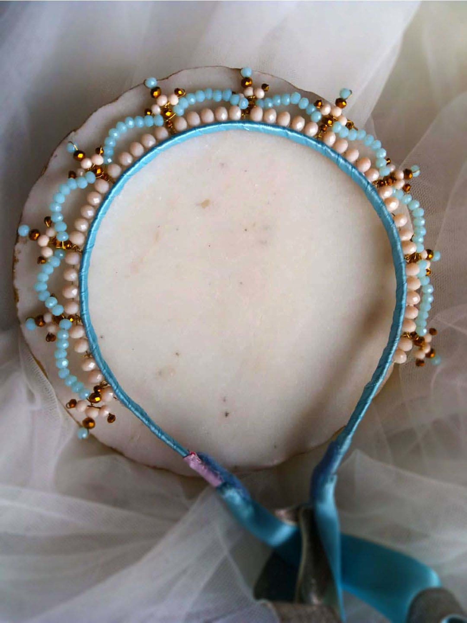 Choko Blue Embellished Hair Band