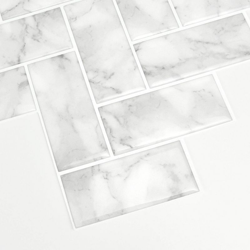 Brewster Herringbone Carrara Peel & Stick Wallpaper Backsplash White