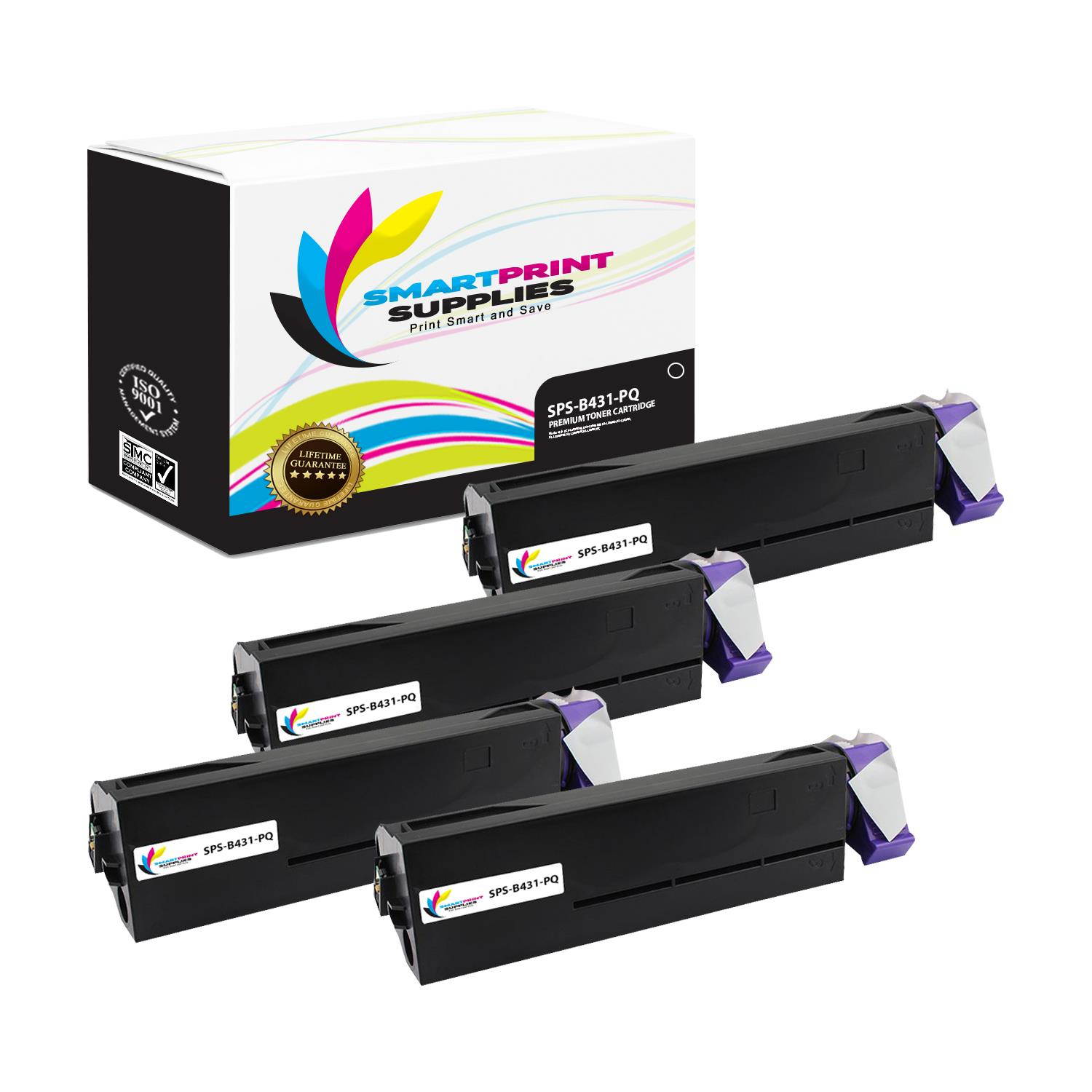 Smart Print Supplies Compatible 44574901 Black Premium Toner Cartridge Replacement for Okidata B431D B431DN, MB461 MB471 MB491 Printers (10,000 Pages) - 4 Pack