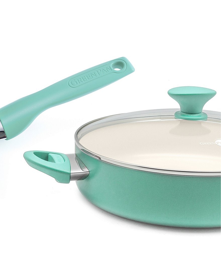GreenPan Rio 16-Piece Turquoise with Cream Interior Cookware Set
