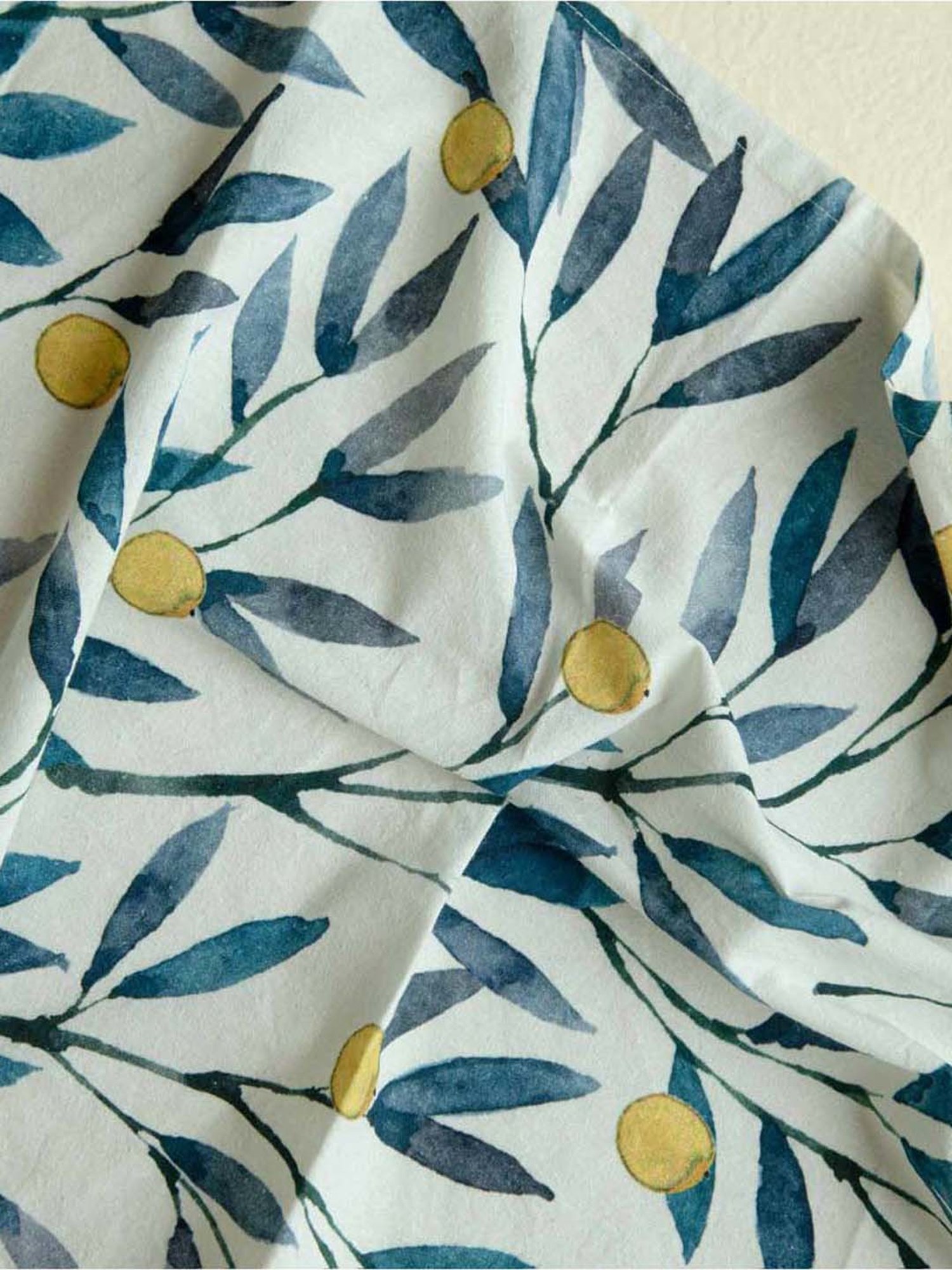 Ellementry Fresca Dish White & Blue Cotton Dish Towel - Set of 2