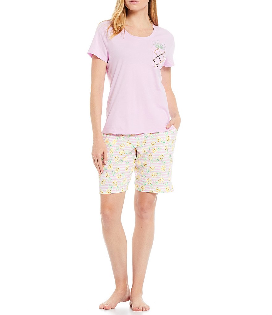 Sleep Sense Pineapple Pocket Jersey Knit Sleep Tee