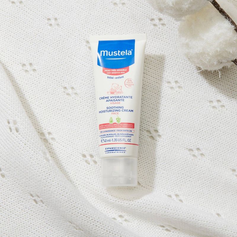 Mustela Sensitive Soothing Moisturizing Baby Face Cream Fragrance Free - 1.35 fl oz