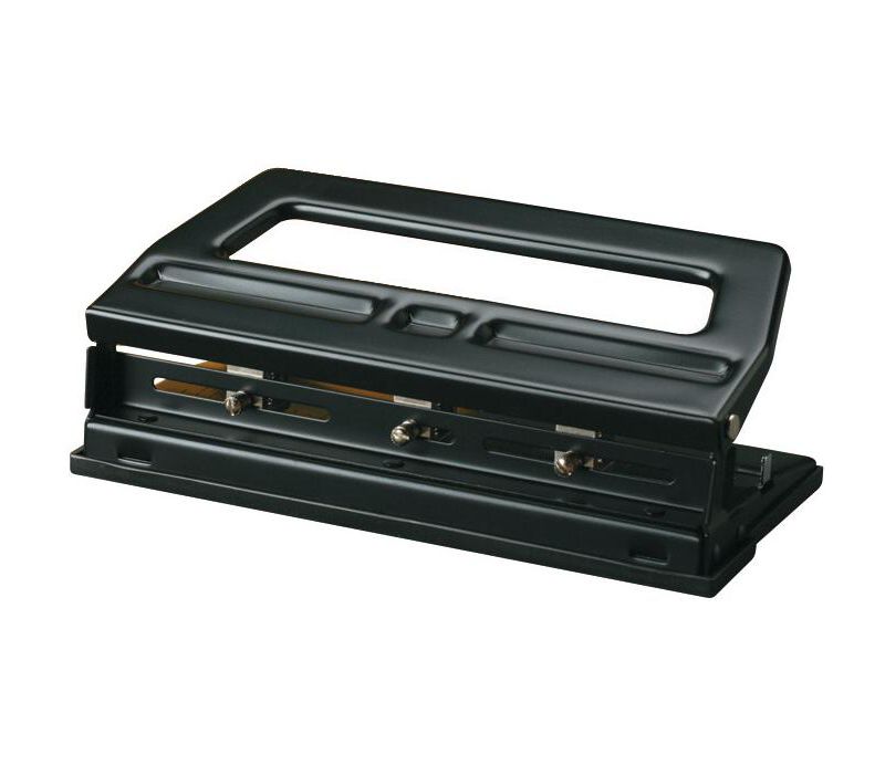School Smart 3-Hole Heavy Duty Punch, 9/32 in, 40 Sheets, Black